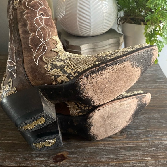 Dan Post Python Wicked Genuine Snakeskin Leather Western Cowgirl Cowboy Boots 7M - Picture 15 of 16